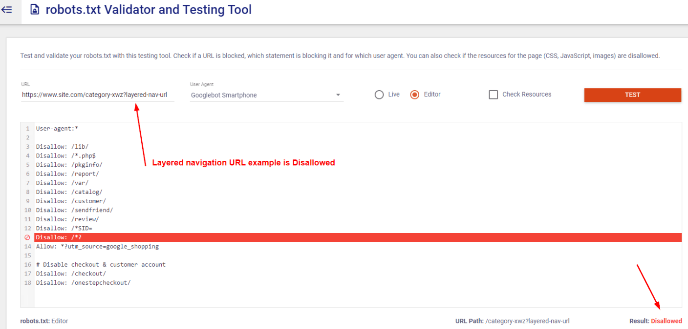 Example of robots.txt retaining disallow rules