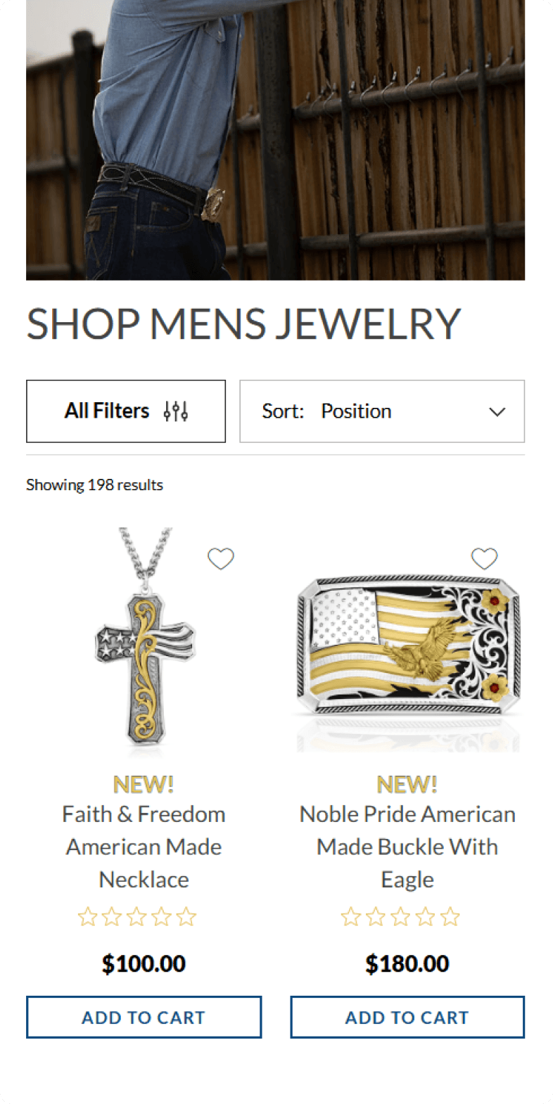 Montana Silversmiths mobile Shop Mens Jewelry with 198 results, showing Faith and Freedom necklace and eagle buckle